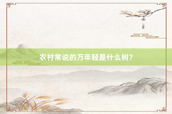 农村常说的万年轻是什么树？